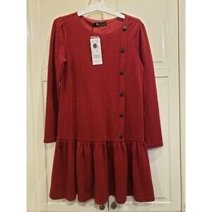 Be by Chetta Burgundy Dress - Long Sleeve - Drop Waist - Size 8 - NEW